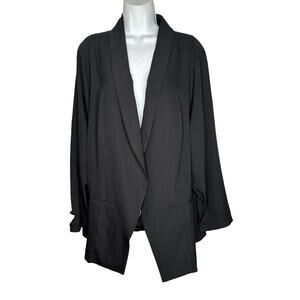 Torrid NWT Long Line Crepe Blazer Size 4 Black Open Front Relaxed Fit Business